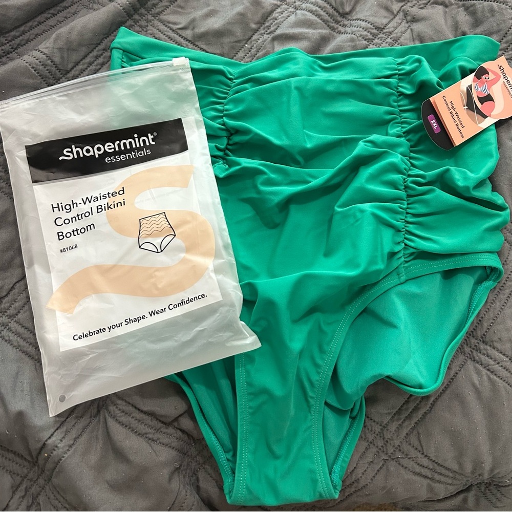 Shapermint Essentials High-Waisted Bikini Bottom in Teal